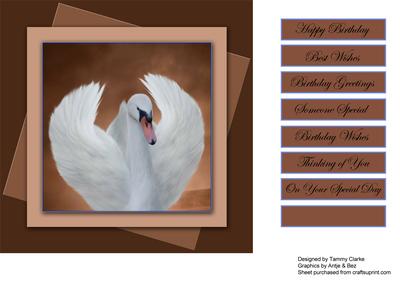 Beautiful Coffee Swan Card Topper
