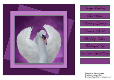 Beautiful Dark Pink Swan Card Topper