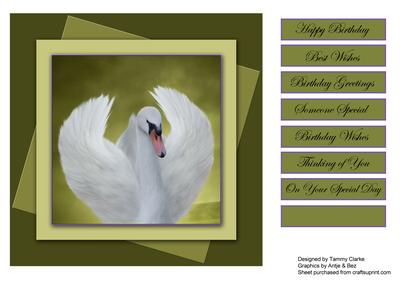 Beautiful Green Swan Card Topper