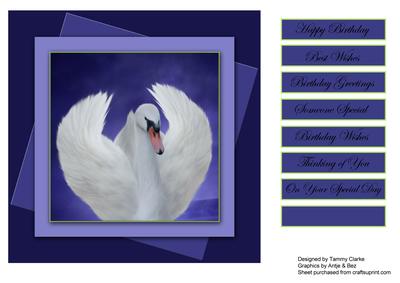 Beautiful Indigo Blue Swan Card Topper