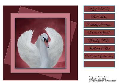 Beautiful Rose Pink Swan Card Topper