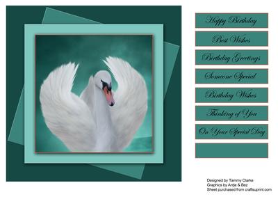 Beautiful Teal Green Swan Card Topper