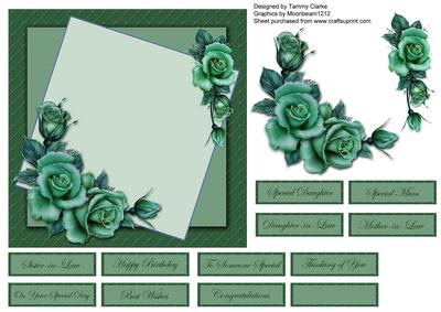 Elegant Dark Green Rose Card Topper
