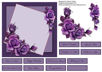 Elegant Dark Purple Rose Card Topper
