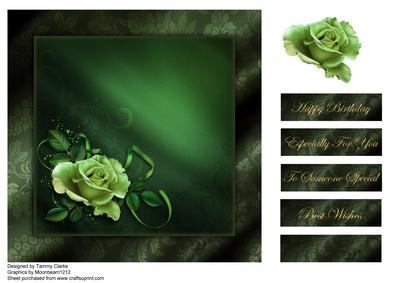 Delicate Green Rose Card Topper