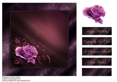 Gentle Pink Rose Card Topper