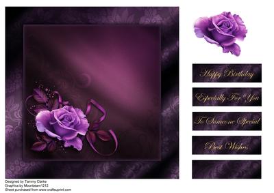 Pretty Purple Rose Card Topper