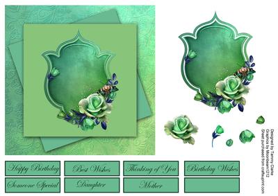 Beautiful Green Roses Card Topper