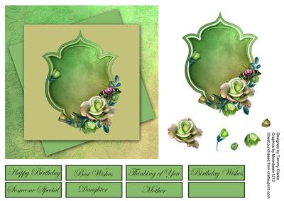 Light Green Roses Card Topper