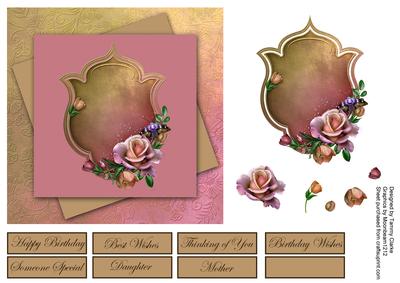 Peach Roses Card Topper