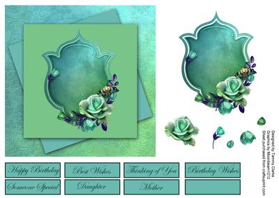 Teal Roses Card Topper