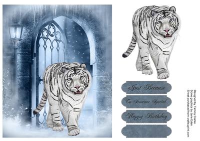 Beautiful White Tiger Card Topper