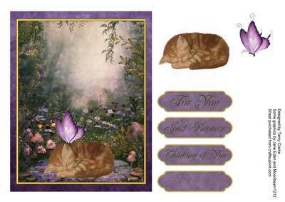 'sleeping Visit' Kitten Card Topper