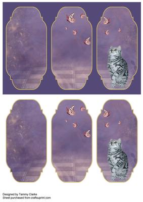 Beautiful Kitten and Butterfly Card Topper