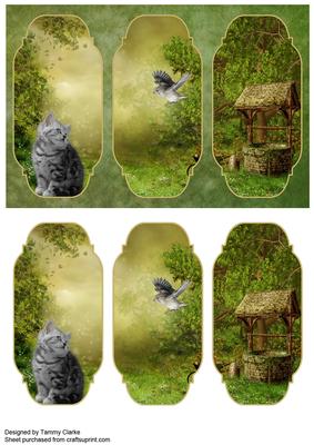 'incoming' Kitten and Bird Card Topper