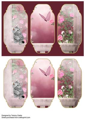 'watching Butterflies' Cute Kitten Card Topper