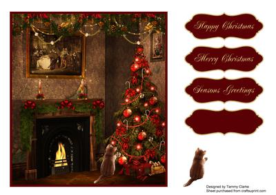 Christmas Kitten Card Topper 1