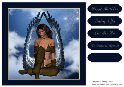 Native American Girl and Wings Card Topper