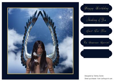 Native American Man and Wings Card Topper