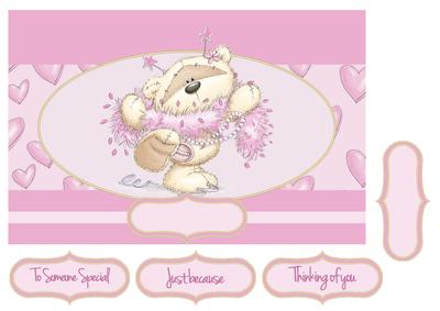 Adorable Teddies Feathers and Love Card Topper