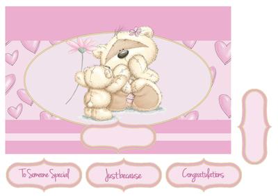 Adorable Teddies Flowers and Huges Card Topper