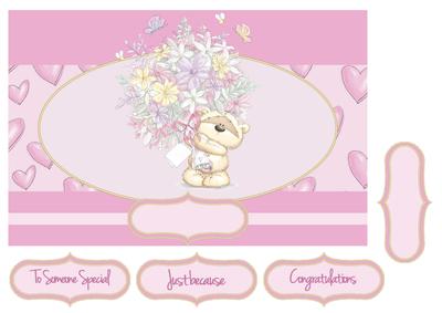 Adorable Teddies 'flowers Just for You' Card Topper