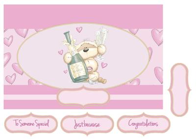 Adorable Teddies 'pop the Cork!' Card Topper