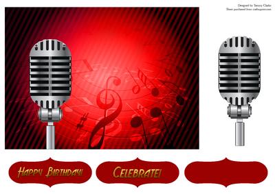 Red Music Mic Card Topper