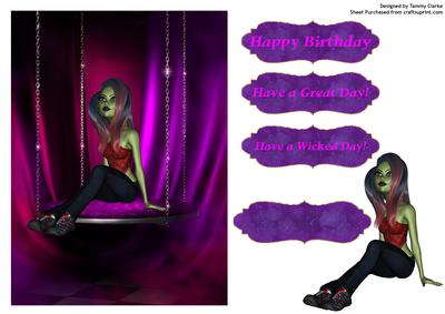 Pinks and Purples Monster Girl Card Topper