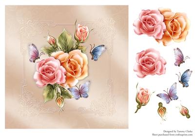 Beautiful Butterflies and Roses Card Topper