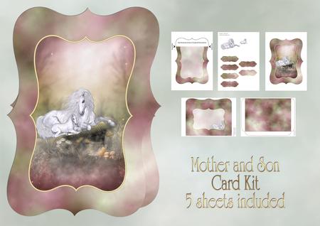 'mother and Son' Unicorn Beautiful Card Kit