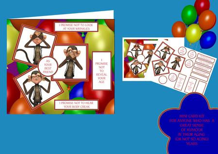 Monkey 3 Humour Birthday Card