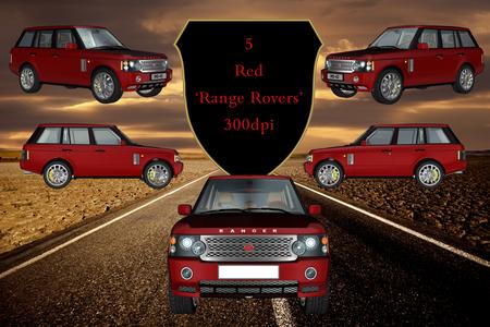5 Red 'range Rover' Cars