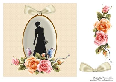 Beautiful Silhouette Bride Card Topper