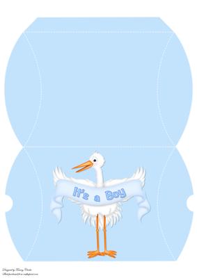 Baby Boy Stork Pillow Box