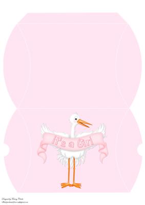 Baby Girl Stork Pillow Box