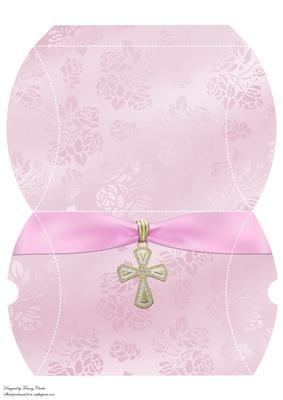 Pink Christening Cross Pillow Box