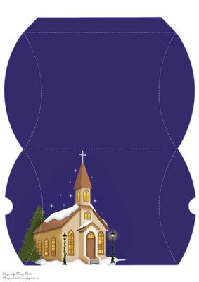 Christmas Winter Church Pillow Box