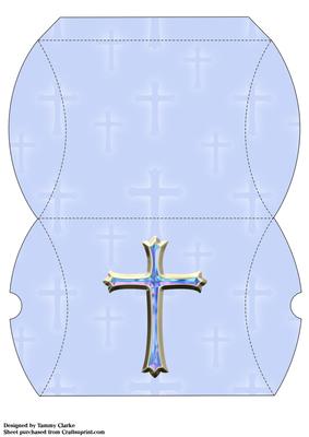 Blue Christening Cross Pillow Box
