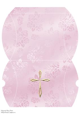 Baby Pink Christening Cross Pillow Box