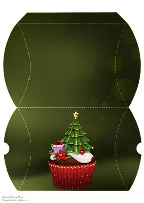 Sweet Christmas Cupcake Pillow Box