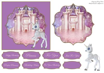 Princess Castle and Unicorn Foal Card Topper