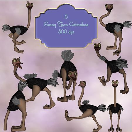 Funny/comical Toon Ostriches