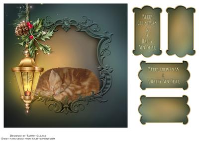 Sleepy Christmas Kitten Card Topper