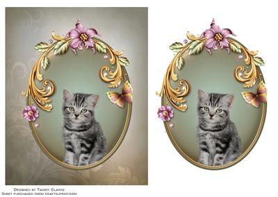Beautiful Little Kitten Frame Card Topper