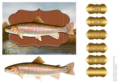 Gorgeous Rainbow Trout on Plaque Card Topper