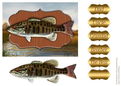 Small Mouth Bass Plaque Male Card Topper