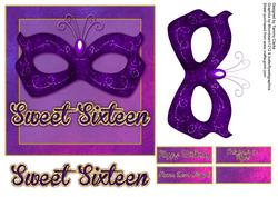 Sweet Sixteen Mask Card Topper