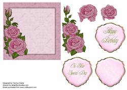 Dusky Pink Rose Birthday Topper