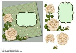 Sage Green Card Topper with Cream Roses
